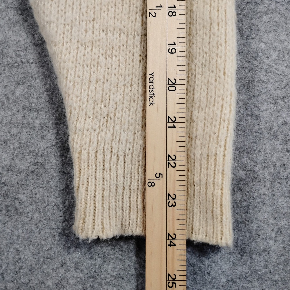 Vintage Western Cardigan Sweater Cream Rust Suede Yoke Elbow Patches L Mohair - Picture 12 of 14